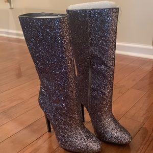 Silver Glitter Boots